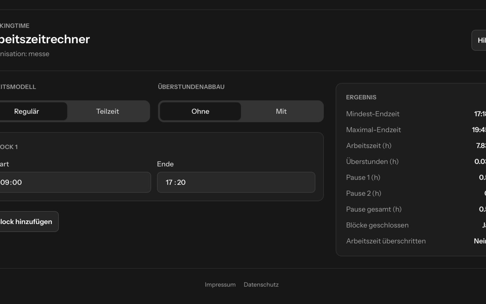 Referenzbild zu Einfaches Tool zur Arbeitszeitberechnung